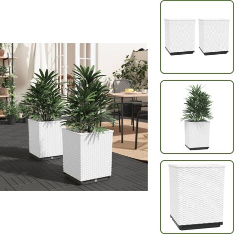 The Living Store Fioriere 2 pz Bianche 30x30x37 cm in Polipropilene - Fioriere da balcone