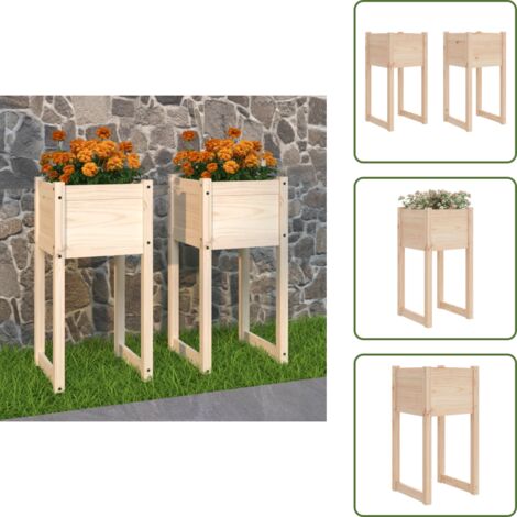 The Living Store Fioriere 2 pz Bianche 40x40x81 cm in Legno Massello di Pino - Fioriere per giardino