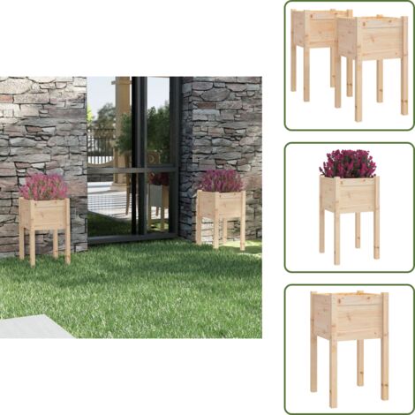 The Living Store Fioriere da Giardino 2 pz 40x40x70 cm in Legno Massello di Pino - Fioriere in legno