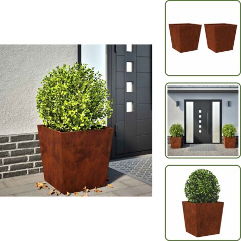 The Living Store Fioriere da Giardino 2 pz 50x50x50 cm in Acciaio Corten - Fioriere in acciaio corten