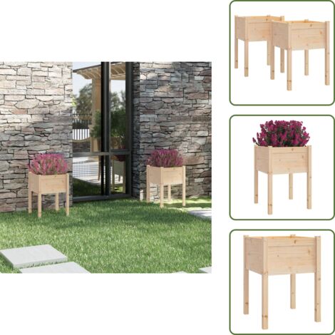 The Living Store Fioriere da Giardino 2 pz 50x50x70 cm in Legno Massello di Pino - Fioriere in legno