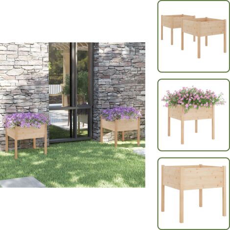 The Living Store Fioriere da Giardino 2 pz 70x70x70 cm Legno Massello di Pino - Fioriere in legno