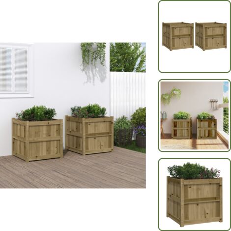The Living Store Fioriere da Giardino 2 pz in Legno di Pino Impregnato - Fioriere in legno