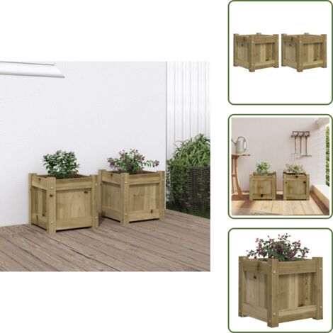 The Living Store Fioriere da Giardino 2 pz in Legno di Pino Impregnato - Fioriere in legno