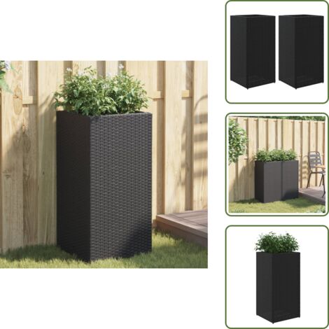 The Living Store Fioriere da Giardino 2 pz Nere 40x40x80 cm in Polyrattan - Fioriere in rattan