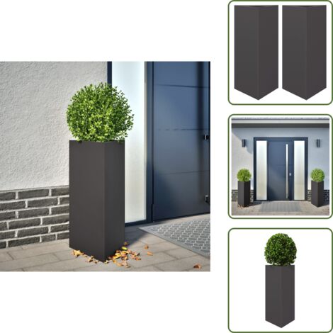 The Living Store Fioriere da Giardino 2 pz Nere Triangolari 40x34,5x70cm Acciaio - Fioriere triangolari