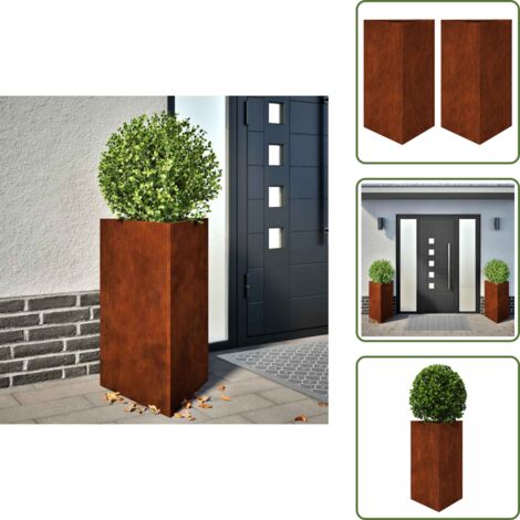 The Living Store Fioriere da Giardino 2 pz Triangolari 50x43x75cm Acciaio Corten - Fioriere triangolari