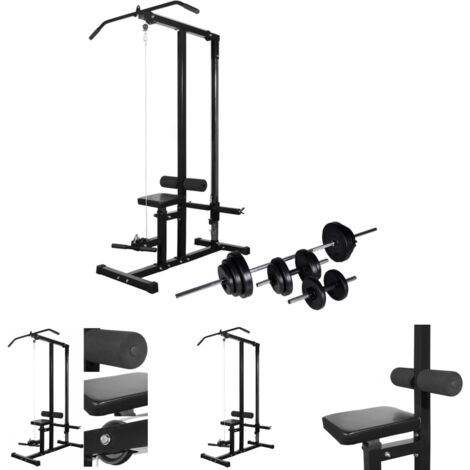 The Living Store Fitnessstation mit Langhantel und Kurzhantel Set 30,5 kg - Krafttrainingsgeräte