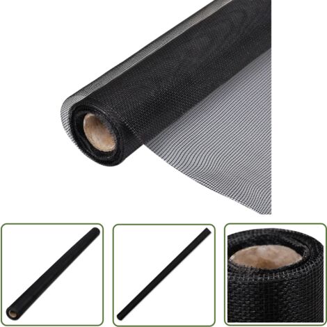 The Living Store Fliegengitter Fiberglas 100x1000 cm Schwarz - Fiberglasgewebe - Fliegengitter - Insektenschutz - Fenstergitter - Türgitter