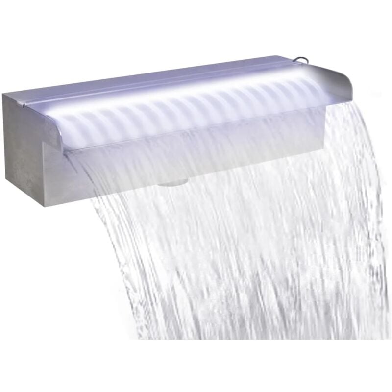 The Living Store - Fontaine rectangulaire de piscine avec led Inox 30 cm Argent