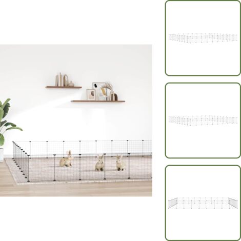 The Living Store Gabbia per Animali 36 Pannelli con Porta Nera 35x35 cm Acciaio - Gabbia per animali domestici