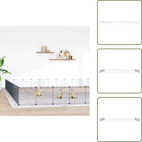 The Living Store Gabbia per Animali 60 Pannelli con Porta Nera 35x35 cm Acciaio - Gabbia per animali domestici