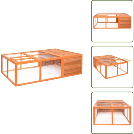 The Living Store Gabbia per Animali da Giardino 150x100x50 cm Massello di Abete - Gabbia da giardino