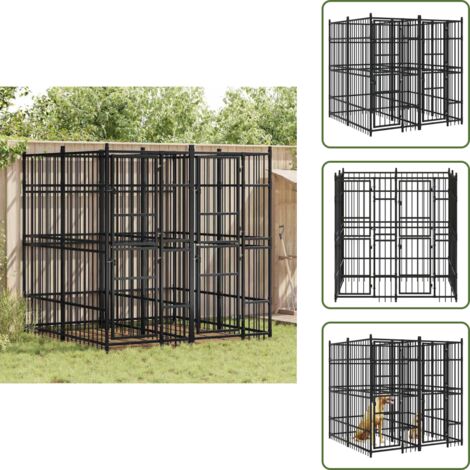 The Living Store Gabbia per Cani da Esterno in Acciaio 3,69 m² - Gabbia per cani in acciaio