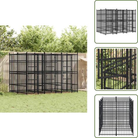 The Living Store Gabbia per Cani da Esterno in Acciaio 5,53 m² - Gabbia per cani in acciaio