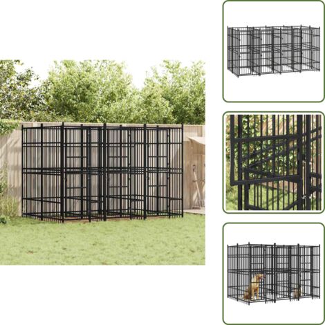 The Living Store Gabbia per Cani da Esterno in Acciaio 7,37 m² - Gabbia per cani in acciaio
