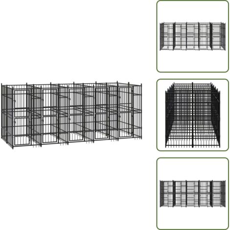 The Living Store Gabbia per Cani da Esterno in Acciaio 9,22 m² - Gabbia per cani in acciaio