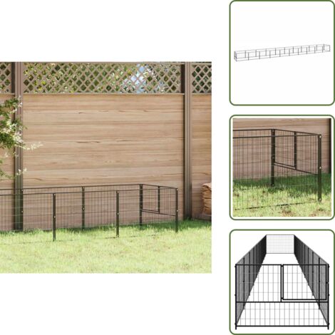 The Living Store Gabbia per Cani Nera 10 m² in Acciaio - Recinto per cani