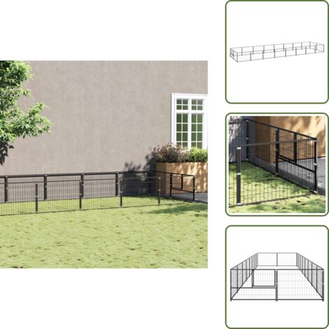 The Living Store Gabbia per Cani Nera 16 m² in Acciaio - Recinto per cani