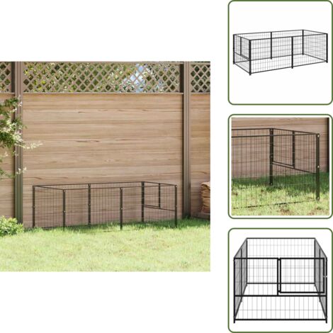 The Living Store Gabbia per Cani Nera 200x100x70 cm in Acciaio - Gabbia in acciaio