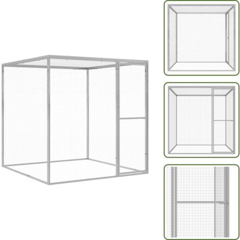 The Living Store Gabbia per Gatti 1,5x1,5x1,5 m in Acciaio Zincato - Gabbia da esterno