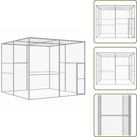The Living Store Gabbia per Gatti 3x3x2,5 m in Acciaio Zincato - Gabbia da esterno