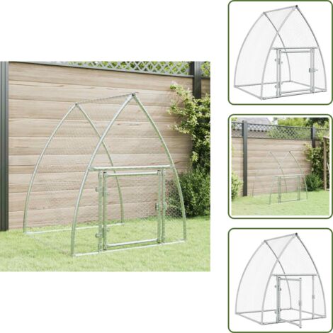 The Living Store Gabbia per Polli Argento 100x105x120 cm in Acciaio Zincato - Pollaio esterno