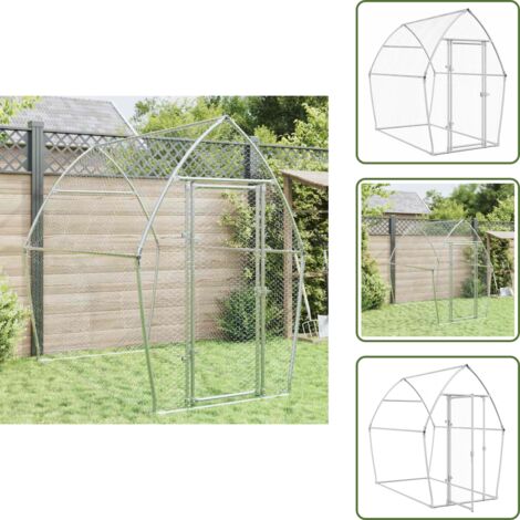 The Living Store Gabbia per Polli Argento 200x105x182 cm in Acciaio Zincato - Pollaio esterno