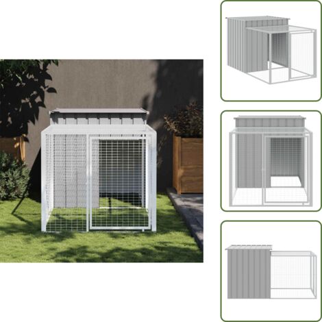 The Living Store Gabbia per polli con recinto grigio chiaro 110x201x110 cm in acciaio zincato - Recinto per polli