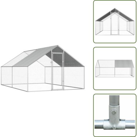 The Living Store Gabbia per Polli da Esterno 2,75x4x1,92m in Acciaio Zincato - Recinto per polli