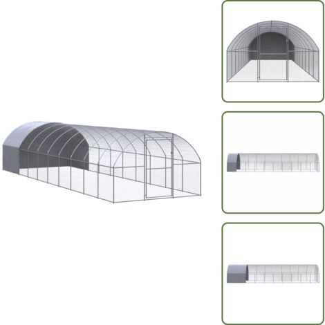 The Living Store Gabbia per Polli da Esterno 3x10x2 m in Acciaio Zincato - Recinto esterno