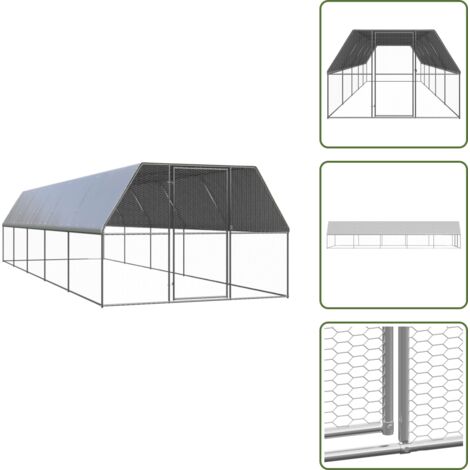 The Living Store Gabbia per Polli da Esterno 3x10x2 m in Acciaio Zincato - Recinto per polli