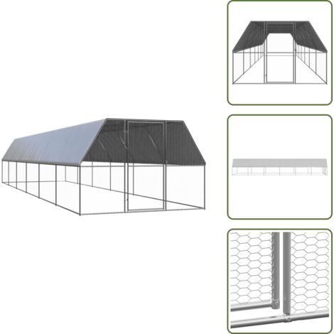 The Living Store Gabbia per Polli da Esterno 3x12x2 m in Acciaio Zincato - Recinto per polli