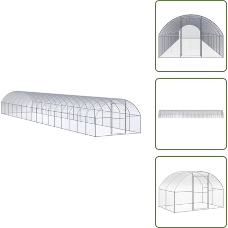 The Living Store Gabbia per Polli da Esterno 3x16x2 m in Acciaio Zincato - Pollaio esterno