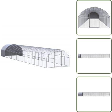 The Living Store Gabbia per Polli da Esterno 3x16x2 m in Acciaio Zincato - Recinto per polli