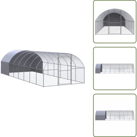 The Living Store Gabbia per Polli da Esterno 3x8x2 m in Acciaio Zincato - Recinto esterno