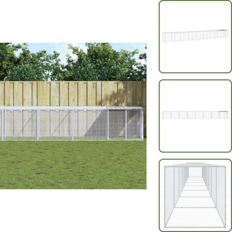 The Living Store Gabbia Polli Tetto Grigio Chiaro 803x98x90 cm Acciaio Zincato - Pollaio con tetto