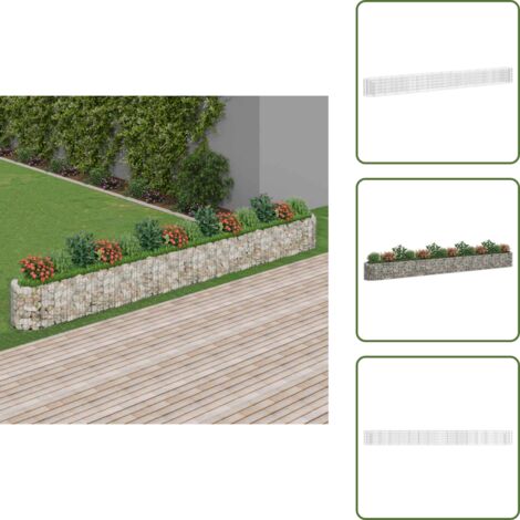 The Living Store Gabbione con Letto Rialzato in Acciaio Zincato 540x50x50 cm - Gabbione per giardino