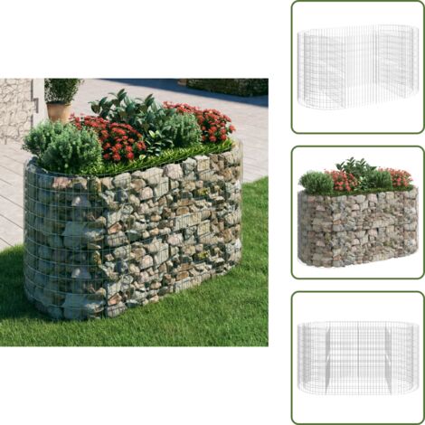 The Living Store Gabbione con Letto Rialzato in Ferro Zincato 200x100x100 cm - Fioriera rialzata
