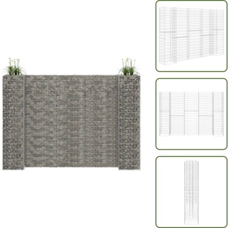 The Living Store Gabbione Fioriera ad "H" in Filo di Acciaio 260x40x180 cm - Gabbione in acciaio