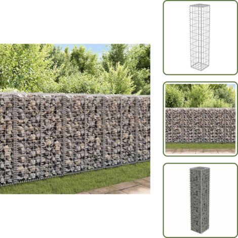 The Living Store Gabbione in Acciaio Zincato 20 x 20 x 100 cm - Muro di sostegno