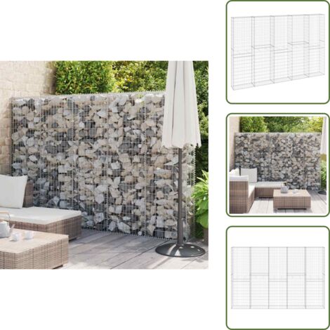 The Living Store Gabbione in Acciaio Zincato Coperto 300x30x200 cm - Muro di sostegno
