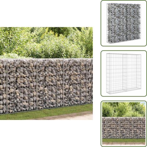 The Living Store Gabbione in Acciaio Zincato Coperto 80x20x100 cm - Muro di sostegno