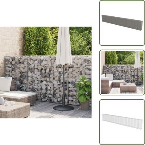 The Living Store Gabbione in Acciaio Zincato Coperto 900 x 50 x 150 cm - Muro di sostegno