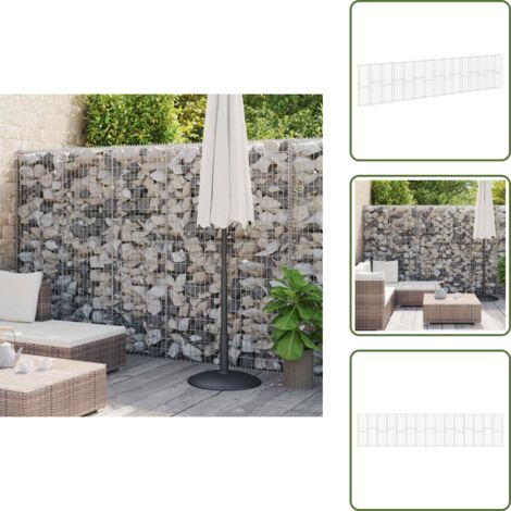 The Living Store Gabbione in Acciaio Zincato Coperto 900x30x200 cm - Muro di contenimento