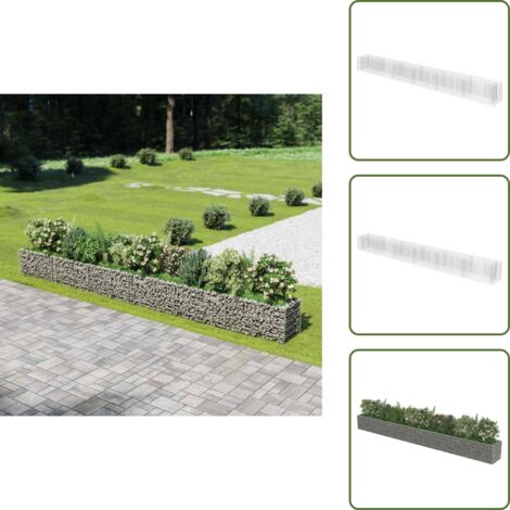 The Living Store Gabbione Letto Rialzato in Acciaio Zincato 540x50x50 cm - Gabbione giardino