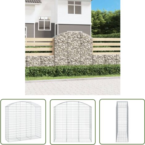 The Living Store Gabione mit Hochbogen 150x50x140/160 cm Verzinktes Eisen - Gabionenkorb - Gabionenwand - Gartendekoration - Gartenzubehör - Zaun