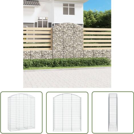 The Living Store Gabione mit Hochbogen 150x50x180/200 cm Verzinktes Eisen - Gabionenkorb - Gabionenwand - Gartendekoration - Gartenzubehör - Zaun