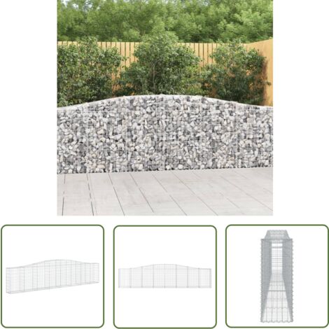 The Living Store Gabione mit Hochbogen 400x30x80/100 cm Verzinktes Eisen - Gabionenkorb - Gabionenwände - Gartendekoration - Gartenzubehör - Zaun