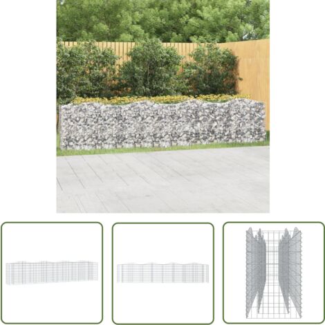 The Living Store Gabionen-Hochbeet mit Hochbogen 400x50x100 cm Verzinktes Eisen - Gabionen-Hochbeet - Hochbeet - Gartendekoration - Pflanzenkübel - Eisenmöbel